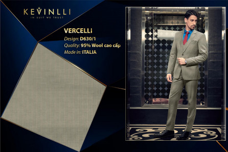 D630/1 Vercelli CVM - Vải Suit 95% Wool - Xám Sọc